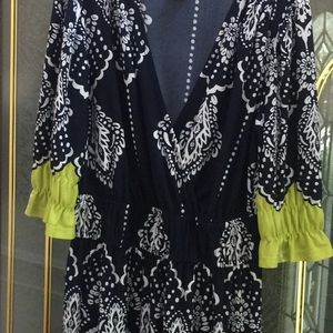 Navy blue and green dress as size 6